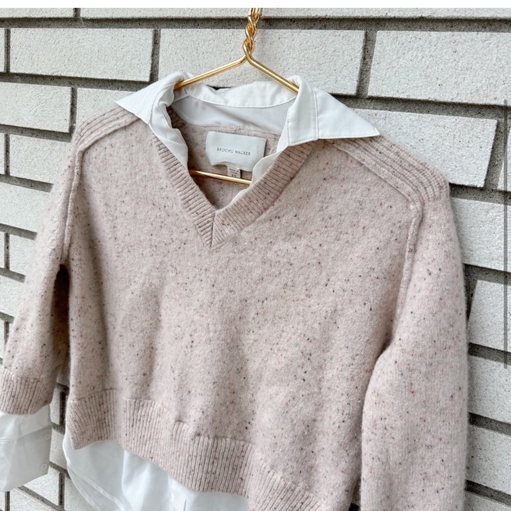 Brochu Walker Looker Cream Layered Sweater